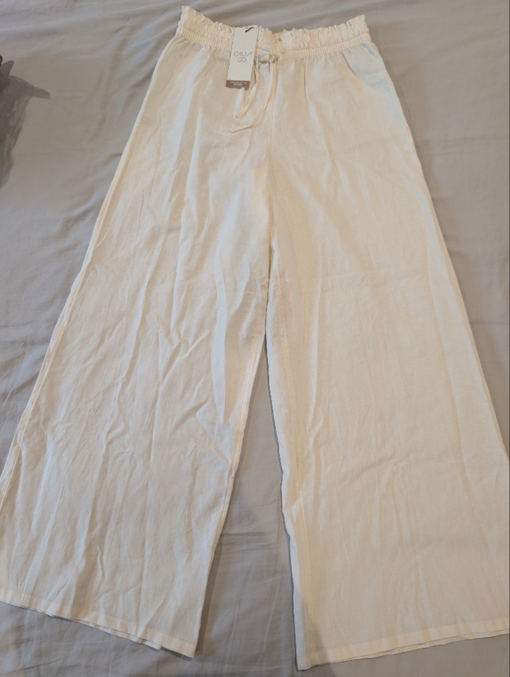 Wide Leg Beach Cover Up Pants - Cream